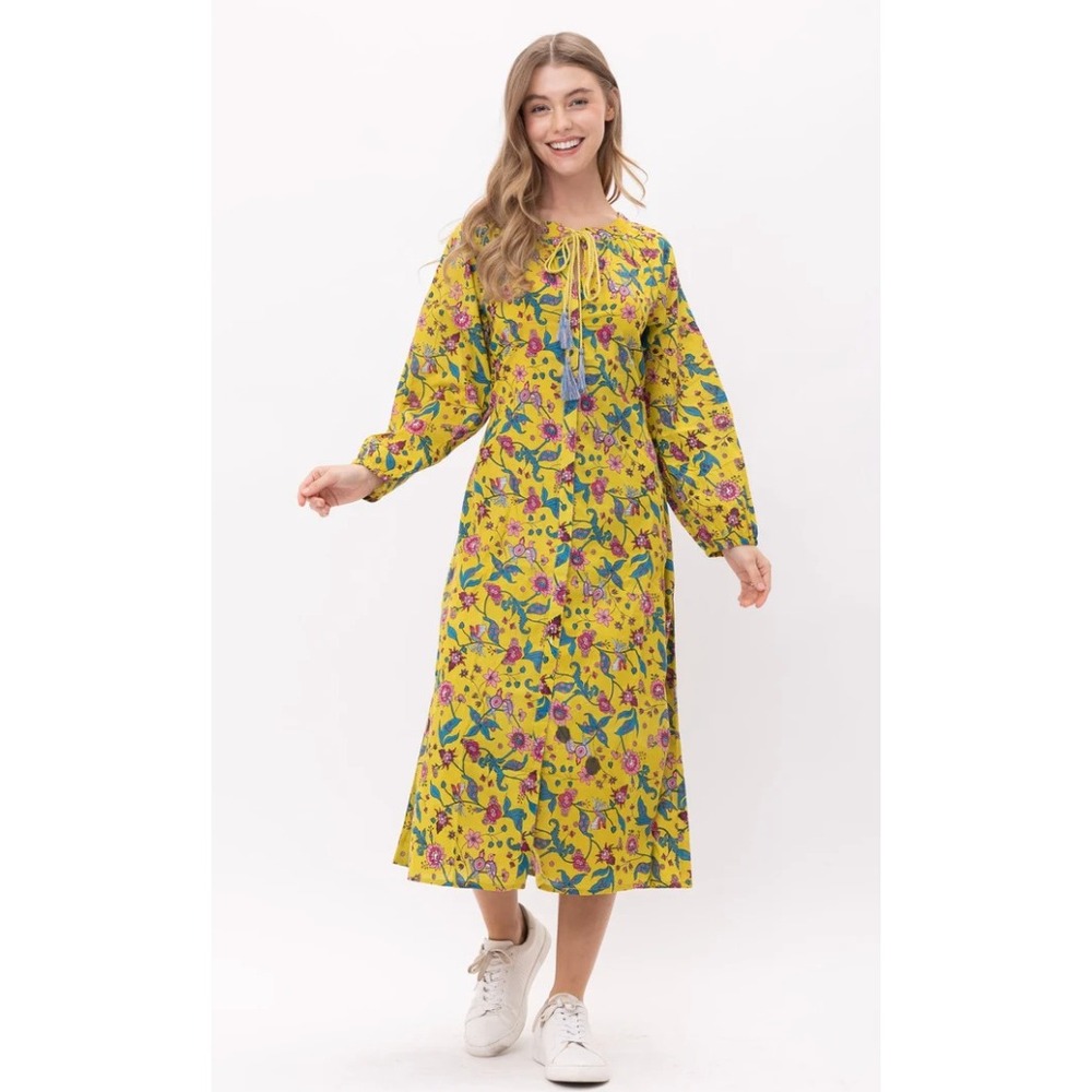 NWT Raj Delilah 100% Cotton Maxi Dress Women Small Boho Indian Summer Resortwear